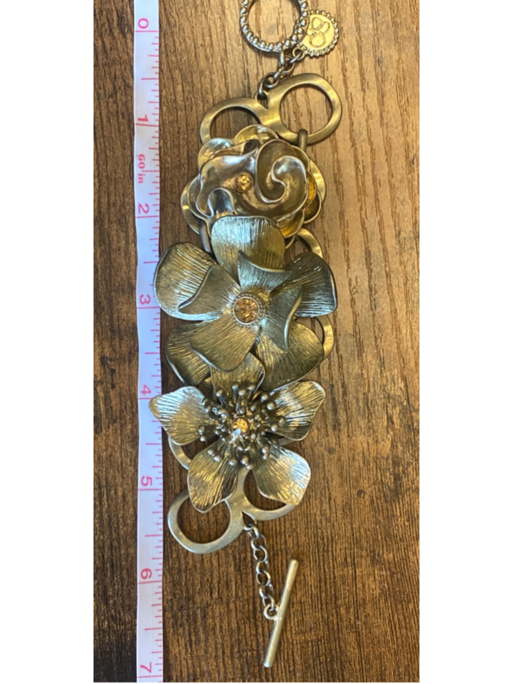 Women's Jessica Simpson Floral Link Bracelet, One Size, Gold
